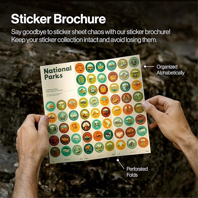 National Parks Plastic Water Bottle with Stickers Kit, Light Weight Adventure Bottle, Waterproof Stickers for Water Bottle, Wide Mouth Lid Bottle 32oz