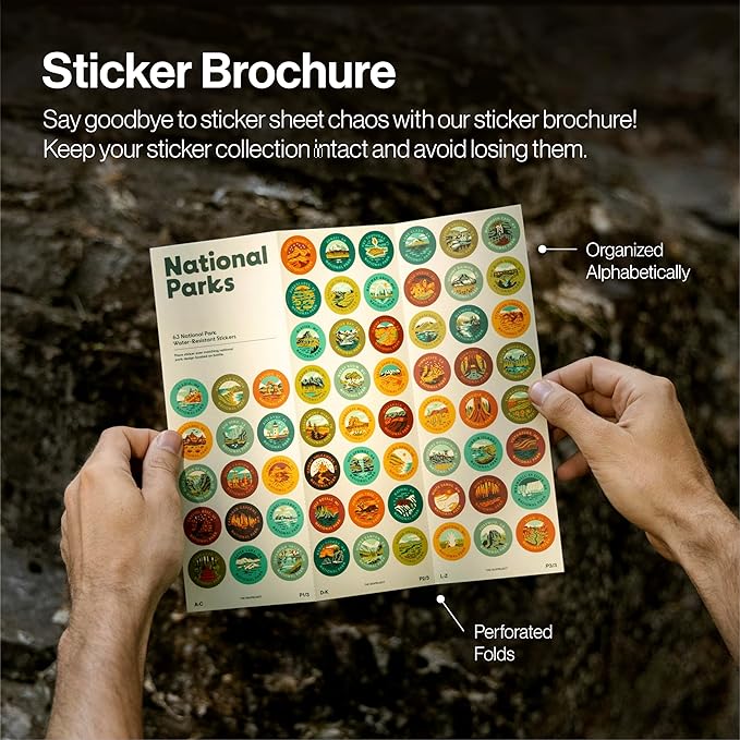 National Parks Plastic Water Bottle with Stickers Kit, Light Weight Adventure Bottle, Waterproof Stickers for Water Bottle, Wide Mouth Lid Bottle 32oz