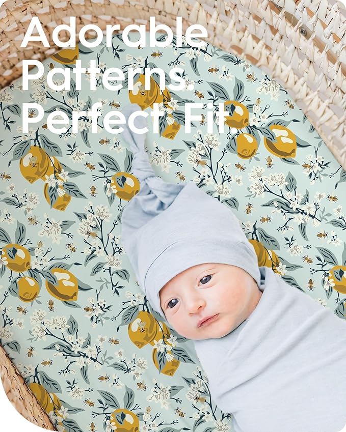 Bassinet Sheets for Baby Boy Girl, TotBasic Buttery Soft Universal Bassinet Fitted Sheet, Compatible with Halo, Mika Micky, Baby Delight, Dream On Me, Maxi COSI & More Bassinet Mattress