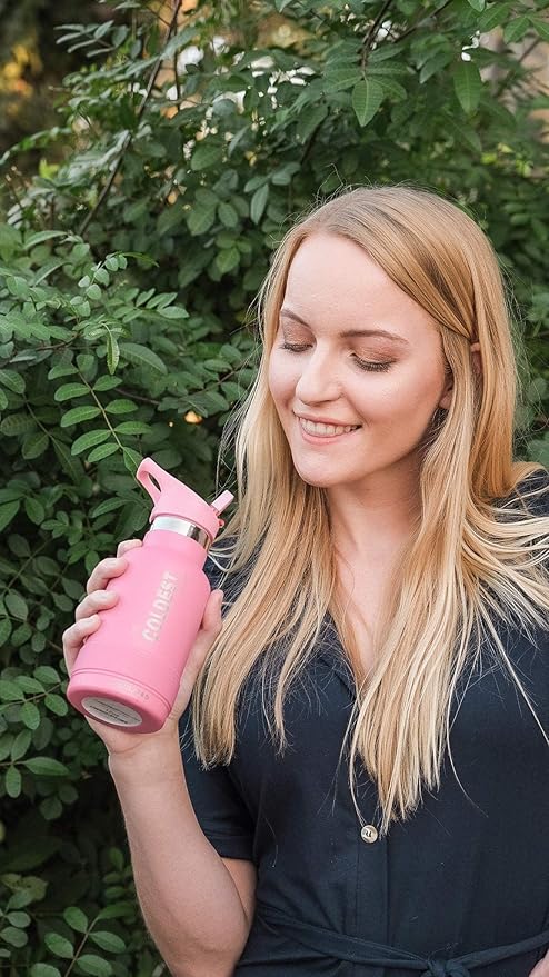 Coldest Water Bottle with Standard Mouth Straw Lid Metal Thermos Vacuum Insulated Stainless Steel l Reusable Leak Proof Cupholder Flask (12 oz, Epic White)