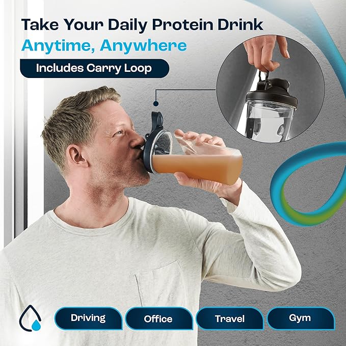 AQUAFIT Protein Shaker Bottle - Shaker Cups For Protein Shakes - Shaker Bottles For Protein Mixes, Protein Shaker Cup Bottle, Workout Shaker Bottle, Protein Shake Bottle, Mixer Bottle (Clear-Black)