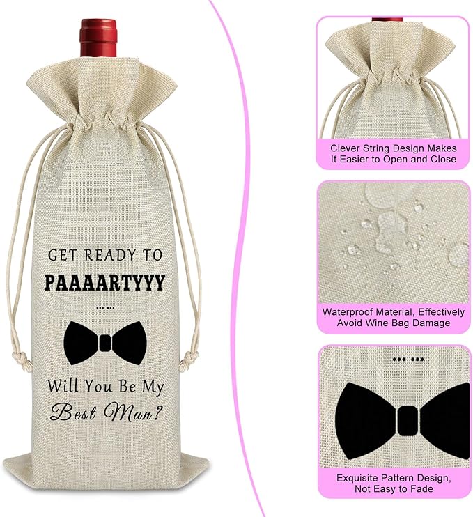 Wedding Appreciation Gift for Best Man Wine Bag Best Man Gift Groomsman Gift from Groom Brother Engagement Wine Bag Proposal Wine Wrap Bag Wedding Thank You Gift for Best Man Brother Boys