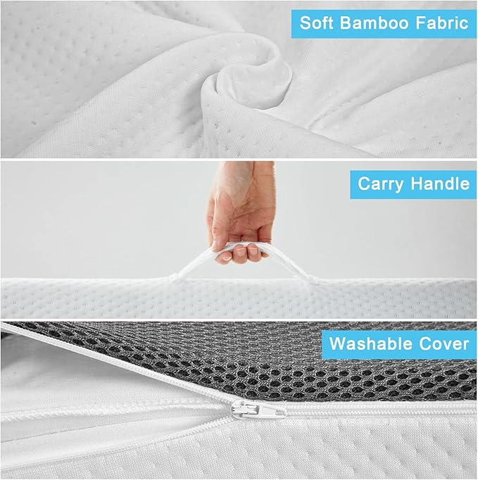 Bed Wedge Pillow for Sleeping Adjustable 9 &12 Inch Foldable Bed Wedge Pillow, Memory Foam Triangle Pillow Wedge System for Legs and Back Support Pillow