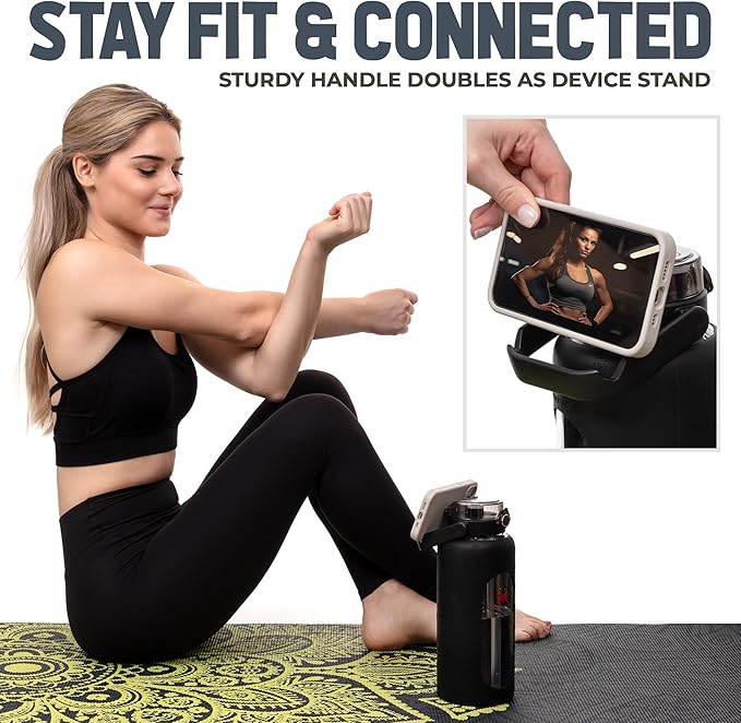 Leakproof Glass Water Bottles 64 oz - Borosilicate Large Glass Water Bottle with Straw & Time Markers - Half Gallon Water Bottle Glass, Wide Mouth Glass Gallon Water Bottle 2 Litres