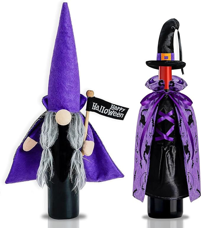 JOYEONDEF 2 Pieces Halloween Wine Bottle Cover Decorative Dracula Halloween Wine Cover Halloween Party Table Gifts