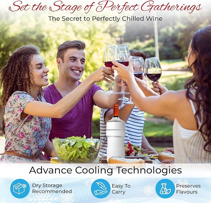Wine Chiller - Wine Coolers for Wine Bottles and Champagnes, Keeps Wine and Beverages Cold - Perfect Wine Gift For Parties and Dinners