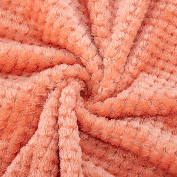 Fuzzy Throw Blanket, Plush Fleece Blankets for Adults, Toddler, Boys and Girls, Warm Soft Blankets and Throws for Bed, Couch, Sofa, Travel and Outdoor, Camping (Throw(50"x70"), L-Grapefruit)