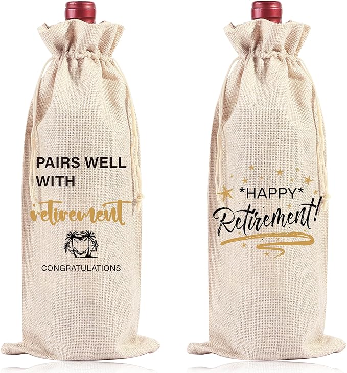 Retirement Gifts Retirement Wine Bag - Retirement Gifts for Women Men, Pairs Well with Retirement, Retirement Wine Bottle Gift, Funny Retirement Gifts for Retired Teachers Employees Friends Colleague