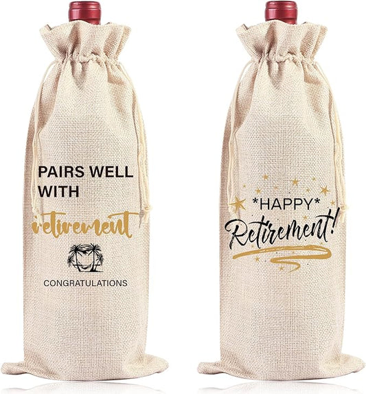 Retirement Gifts Retirement Wine Bag - Retirement Gifts for Women Men, Pairs Well with Retirement, Retirement Wine Bottle Gift, Funny Retirement Gifts for Retired Teachers Employees Friends Colleague