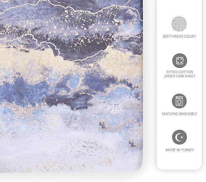 Crib Sheets - Crib Sheets Girl -Crib Sheets Boy - Jersey Sheets - Nursery Bedding - Toddler Bedding Sets for Girls - Toddler Bedding Sets for Boys - Baby Crib Sheets - OILO Studio Crib Sheet Midnight