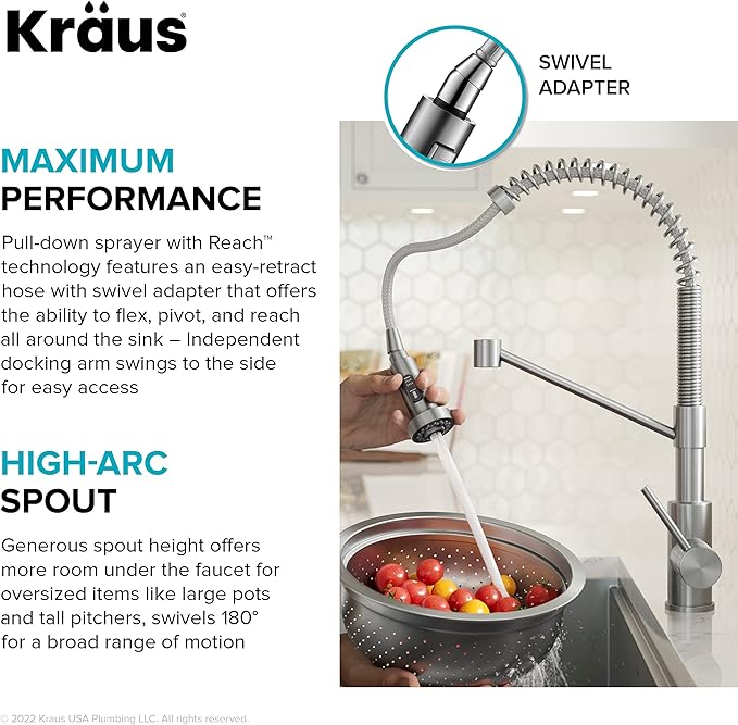 KRAUS Bolden Touchless Sensor Commercial Style 2-Function Single Handle Pull-Down Kitchen Faucet in Brushed Brass / Matte Black, KSF-1610BBMB