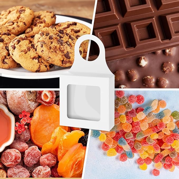 Sibba Kraft Paper Wine Bottle Box 14 Pcs Hanging Foldable Gift Wine Accessory Sets Folding White Bags Reusable Package With Window Handles for Kitchen Dining Engagement Christmas Party