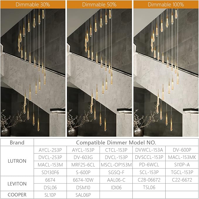 LMQNINE 24 Light Modern Crystal Chandelier Dimmable LED High Ceiling Chandelier Crystal Bubble Gold Pendant Lights Living Room Lobby 120W Staircase Chandeliers