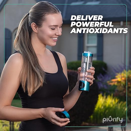 Hydrogen Water Bottle - Turquoise. Food Grade Body Tumbler; SPE/pem Technology, Generates Real 3000ppb Pure Hydrogen Rich Concentration. Dupont Membrane, Purification Vent, OLED Display.