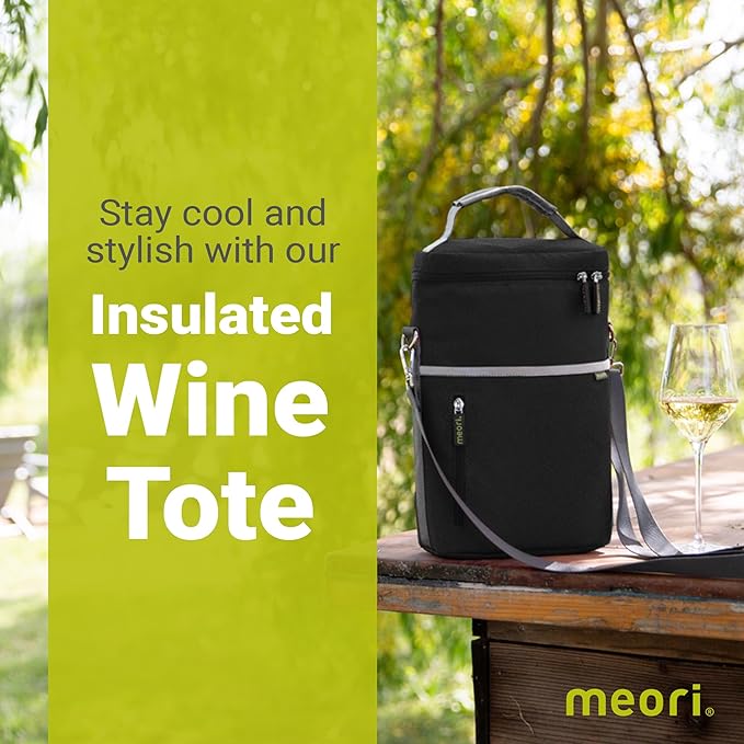 meori 2-Bottle Insulated Wine Tote | Lava Black Solid