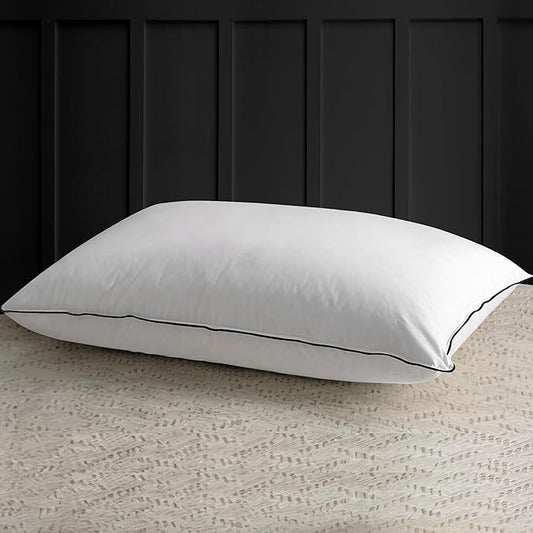 APSMILE Medium Firm Feather Down Pillows Queen Size Pack of 1, Luxury Goose Feather Pillow for Sleeping, 600TC/DM Organic Cotton Cover Hotel Collection Bed Pillows (White, 20"x30")