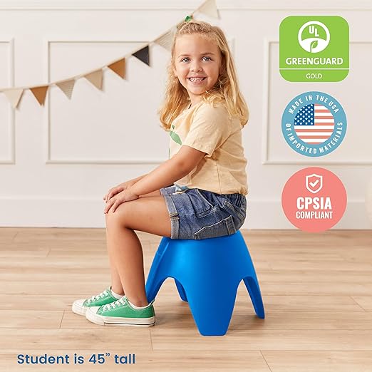 ECR4Kids Ayana Stool Set, Flexible Seating, Blue, 4-Pack