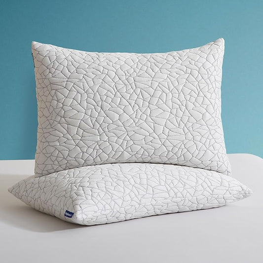 Dafinner Memory Foam Pillows King Size Set of 2 | Adjustable Stomach, Back or Side Sleeper Pillow | Soft Cooling Bamboo Rayon Cover, Original Shredded Memory Foam Pillows Inserts 2 Pack, 20"x36"