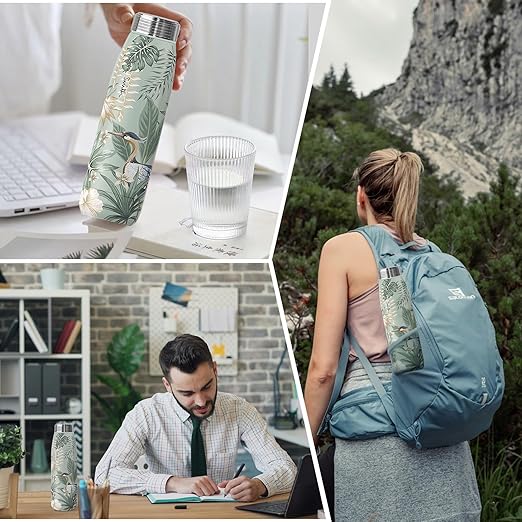 JOHNSMITH Hydrogen Water Bottle, Alkaline Water Bottle 15oz, Creates High pH Premium Water, Portable Insulated Stainless Steel Bottle Alpine Ore Filter Water Bottle for Sports, Outdoor, Office, Green