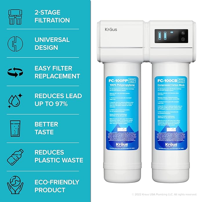 KRAUS Purita 2-Stage Under-Sink Filtration System with Single Handle Drinking Water Filter Faucet in Matte Black, FS-1000-FF-104MB