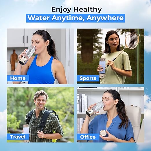 Hydrogen Water Bottle Generator, Hydrogenated Water Bottle with SPE PEM Technology, Portable Hydrogen Water Machine for Enhanced Hydration, Hydro Water Bottle for Gym, Home, Office, and Travel