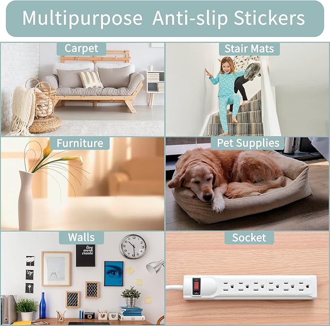 Rug Grippers for Carpet, 16 Pairs Double Sided Carpet Tape Keep Corners Flat, Removable and Reusable Non Slip Rug Pads, Rug Tape for Area Rugs on Carpet