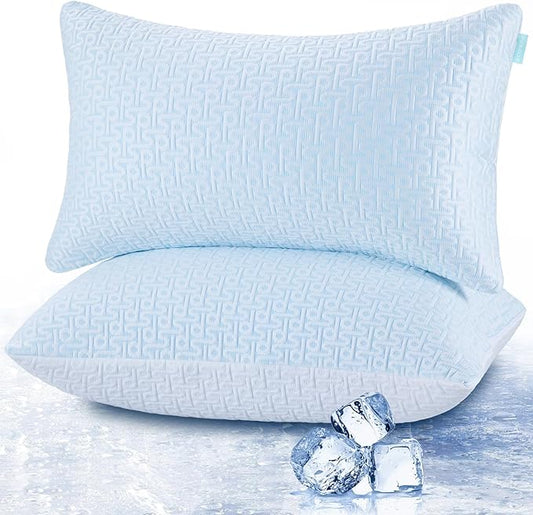 Cooling Hotel Bed Pillows Queen Size Set of 2- Staying Cold All Night, Comfortable Down Alternative Gel Pillow with Washable Cover for Side, Back or Stomach Sleepers