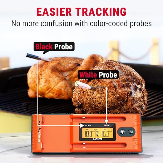 ThermoPro Twin TempSpike Wireless Meat Thermometer with 2 Meat Probes, 500FT Bluetooth Meat Thermometer with LCD-Enhanced Booster for Turkey Beef Rotisserie BBQ Grill Oven Smoker Thermometer