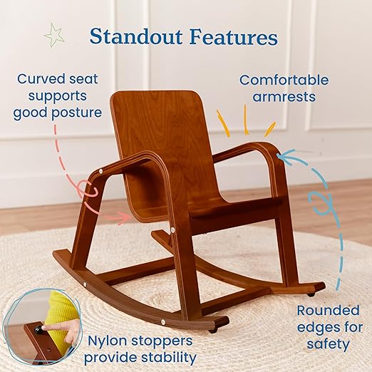 ECR4Kids Bentwood Rocking Chair, Kids Furniture, Dark Walnut