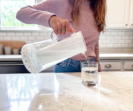 LifeStraw Home Pitcher Glass and Silicone Base 7 Cup Terrazzo