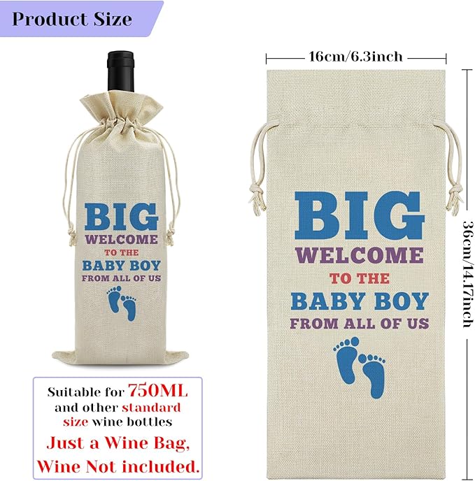 Pregnancy Announcement Gift Baby Gender Reveal Gift Wine Bag for Husband Friends Grandparents New Baby Gift Baby Shower Party Decors Wine Gift Bag Pregnancy Gift for Women Drawstring Wine Wrap Bag