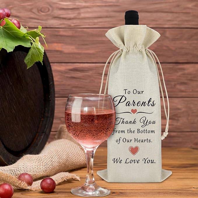 Mother's Day Gift for Mom Thank You Gift for Mom Dad Parents Wine Bag Parents Wedding Appreciation Gift for Mother Father Champagne Wine Bag Gift for Women Men Birthday Anniversary Christmas Gift