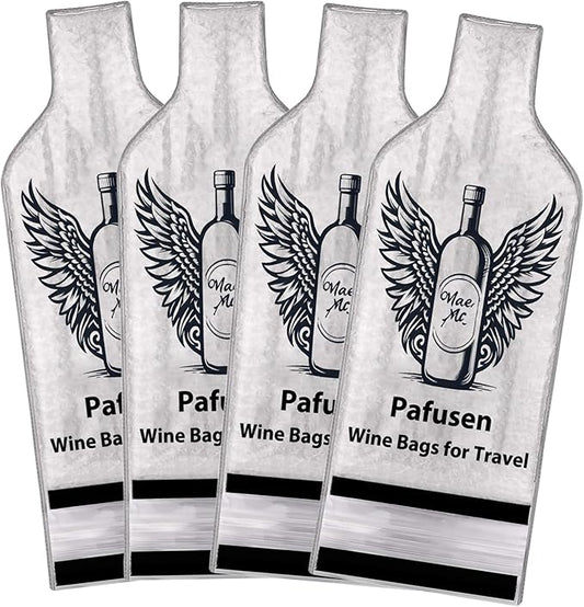 Pafusen 4 Pack Wine Bottle Travel Protector Bags, Wine Bags for Travel Reusable, Wine Travel Bags for Wine Bottles Airplane Car Cruise Suitcase Luggage, Leak Proof Insulated Wine Sleeves