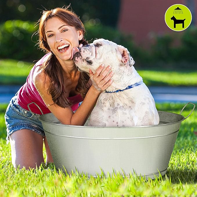 Large 6-Gallon Galvanized Tin Beverage Tub, 20x14x10 inches (Pack of 6)