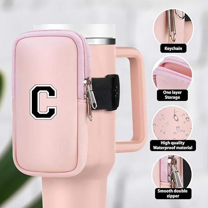 Mini Water Bottle Pouch for Stanley-Tumbler pouch with Zipper Pocket, Stanley pouch, Insulated Mug pouch, Tumbler carry holder pouch, Travel mug pouch | Waterproof