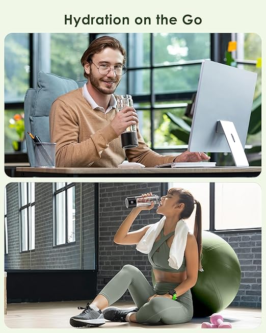 Hydrogen Water Bottle, 3 Min Rapid Hydrogen Water Bottle Generator with SPE PEM Technology, Portable Hydro Water Bottle Suitable for Gym Office Travel Home, Gift for Love Friend Family, Black