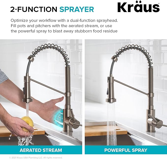 Kraus KSF-1610SFS Bolden Touchless Sensor Commercial Pull-Down Single Handle 18-Inch Kitchen Faucet, Spot Free Stainless Steel