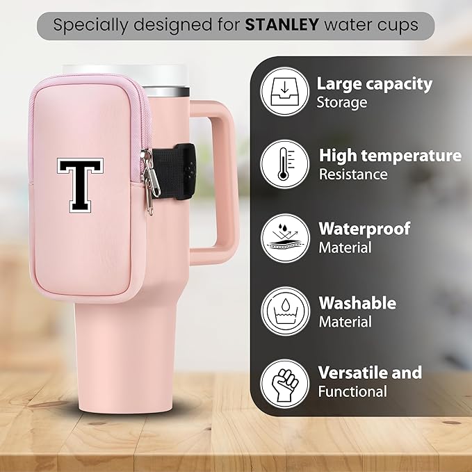 Mini Water Bottle Pouch for Stanley-Tumbler pouch with Zipper Pocket, Stanley pouch, Insulated Mug pouch, Tumbler carry holder pouch, Travel mug pouch | Waterproof