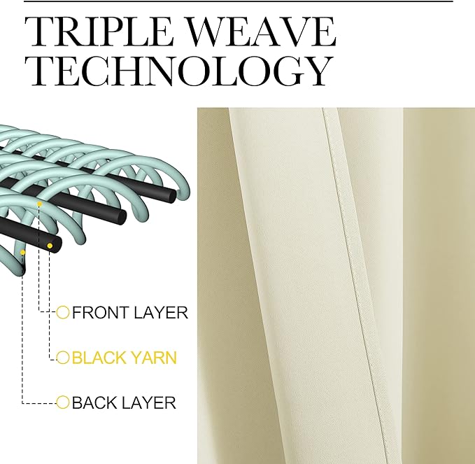 NICETOWN Kitchen Curtains for Decoration, Beige, 2 Panels, W42 x L78 inches, Thermal Insulated Grommet Room Darkening Draperies/Panels for Laundry