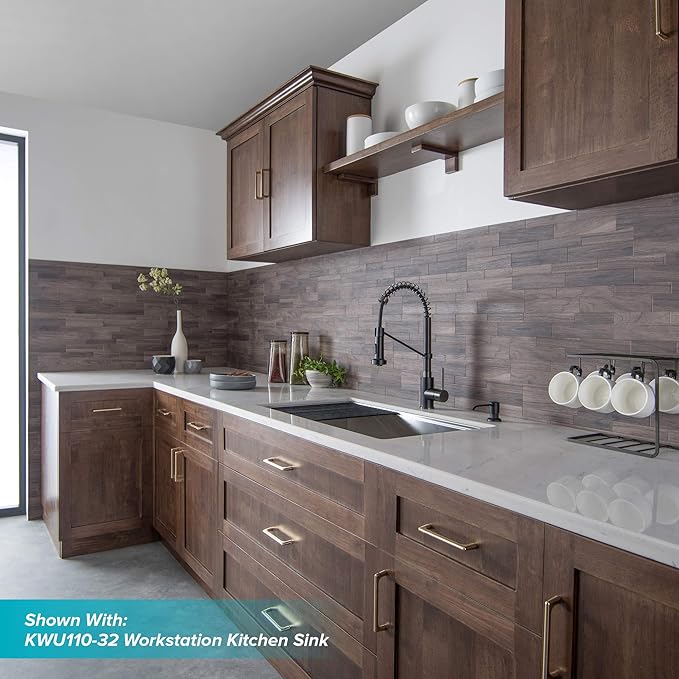 Kraus KPF-1610MBSB Bolden 18-Inch Commercial Kitchen Faucet with Dual Function Pull-Down Sprayhead in all-Brite Finish, Matte Black/Black Stainless Steel