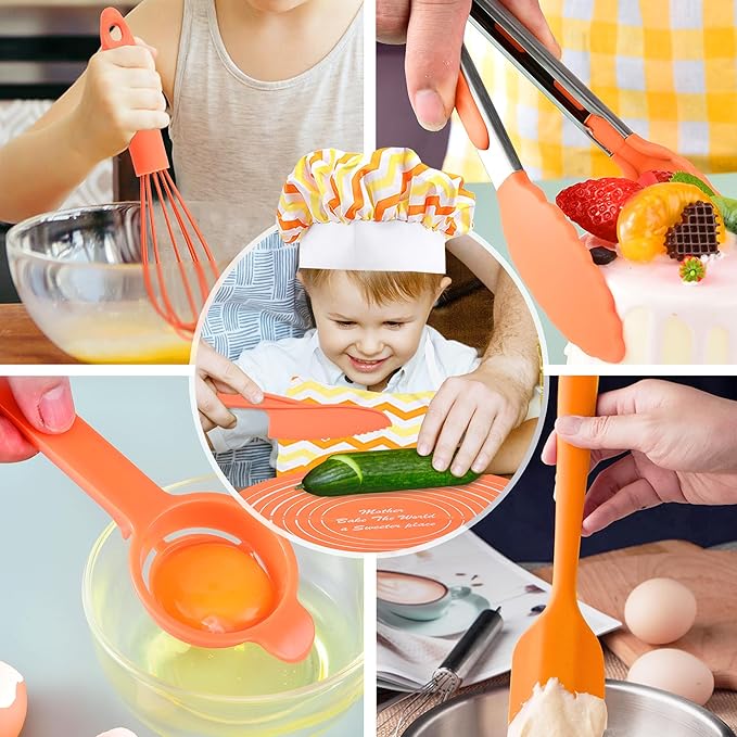 45 Pcs Kids Cooking & Baking Set with Storage Box Real Kids Cooking Utensil Set for Kids Baking Gift for Girls and Boys