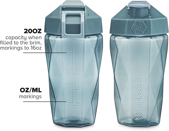 Classic 20oz Blender Shaker Bottle | Protein Shaker Bottle with Diamond Agitator | Shaker Cup with Carrying Handle and Dishwasher Safe | 2-Pack - Light Blue & Raspberry