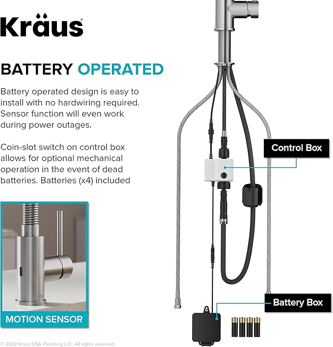 KRAUS Bolden Touchless Sensor Commercial Style 2-Function Single Handle Pull-Down Kitchen Faucet in Brushed Brass / Matte Black, KSF-1610BBMB