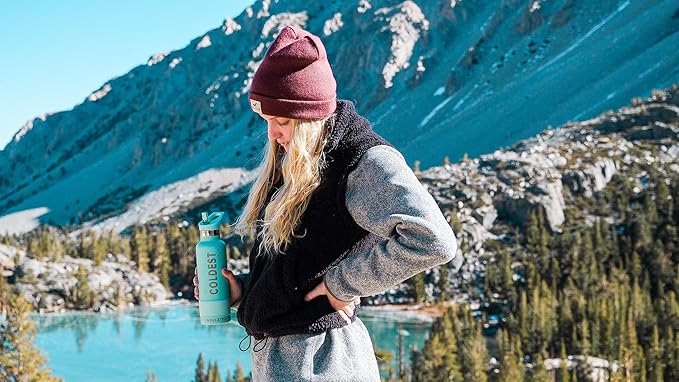 Coldest Sports Water Bottle with Straw Lid Vacuum Insulated Stainless Steel Metal Thermos Bottles Reusable Leak Proof Flask for Sports Gym (24 oz, Green Aurora Glitter)