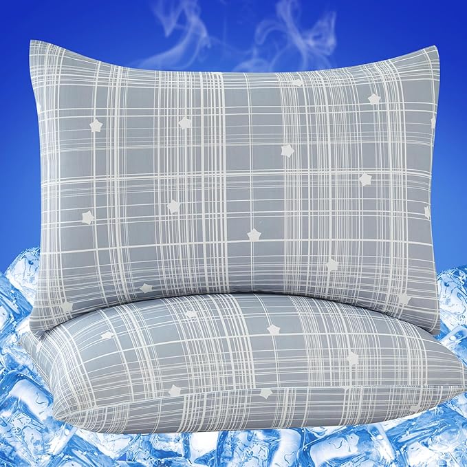 Cooling Pillow Cases for Hot Sleepers - Double Side Arc-Chill Q-Max>0.5 Cooling Fiber Cool Pillow Cases 2 Pack - Breathable Soft Cold Pillow Cases with Hidden Zipper (20" x 36")