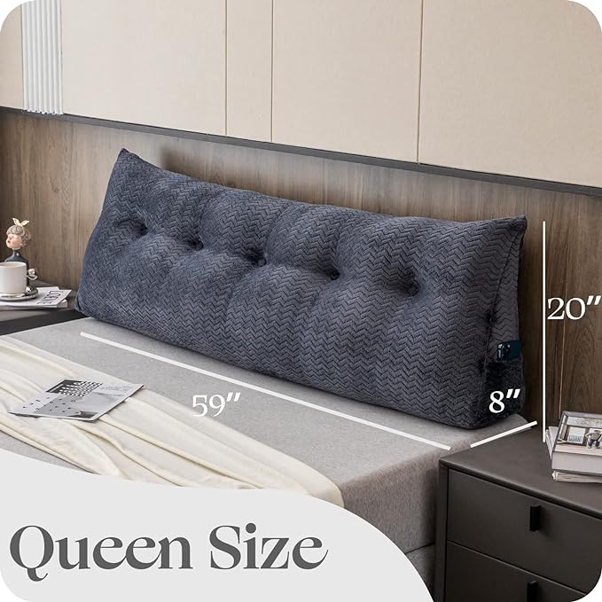 Large Bolster Triangular Headboard Wedge Backrest Positioning Support Bed Rest Reading Pillows Headboard Wedge Pillows for Day Bed Bunk Bed with Removable Cover