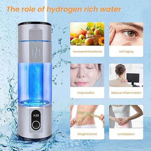 Portable Rich Hydrogen Water Machine H2 Hydrogen Water Bottle Hydrogen Rich Water Generator SPE PEM Technology Water Ionizer, zbfc2SILVER
