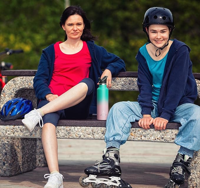 Stainless Steel Double Wall Water Bottles 17oz, Vacuum Insulated Bottle With Straw Lid, Insulated Water Bottle Keeps Water Cold for 24 Hours, Hot for 12 Hours, Hiking, Sports