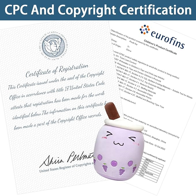 Niuniu Daddy Boba Plushies 13.7inch Purple Bubble Tea Stuffed Animals for Kids Kawaii Grape Fruit Cuddle Pillow for Toddler Huggling Pillow for Boys Gilrs