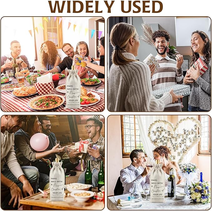 New Job Gifts Wine Gift Bags for Wine Bottles Gifts, Simplicity Linen Fabric Farewell Goodbye Gifts for Coworkers, Farewell Gifts Friends Going Away Gifts for As New Beginnings Women New Job Gifts